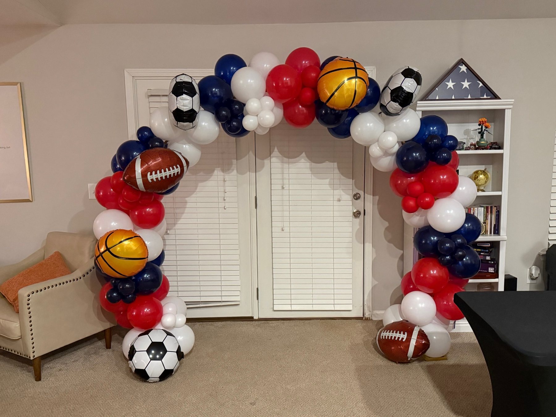 Sports themed balloon arch